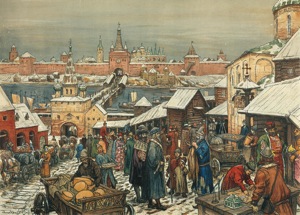 Новгородский торг, картина А. Васнецова